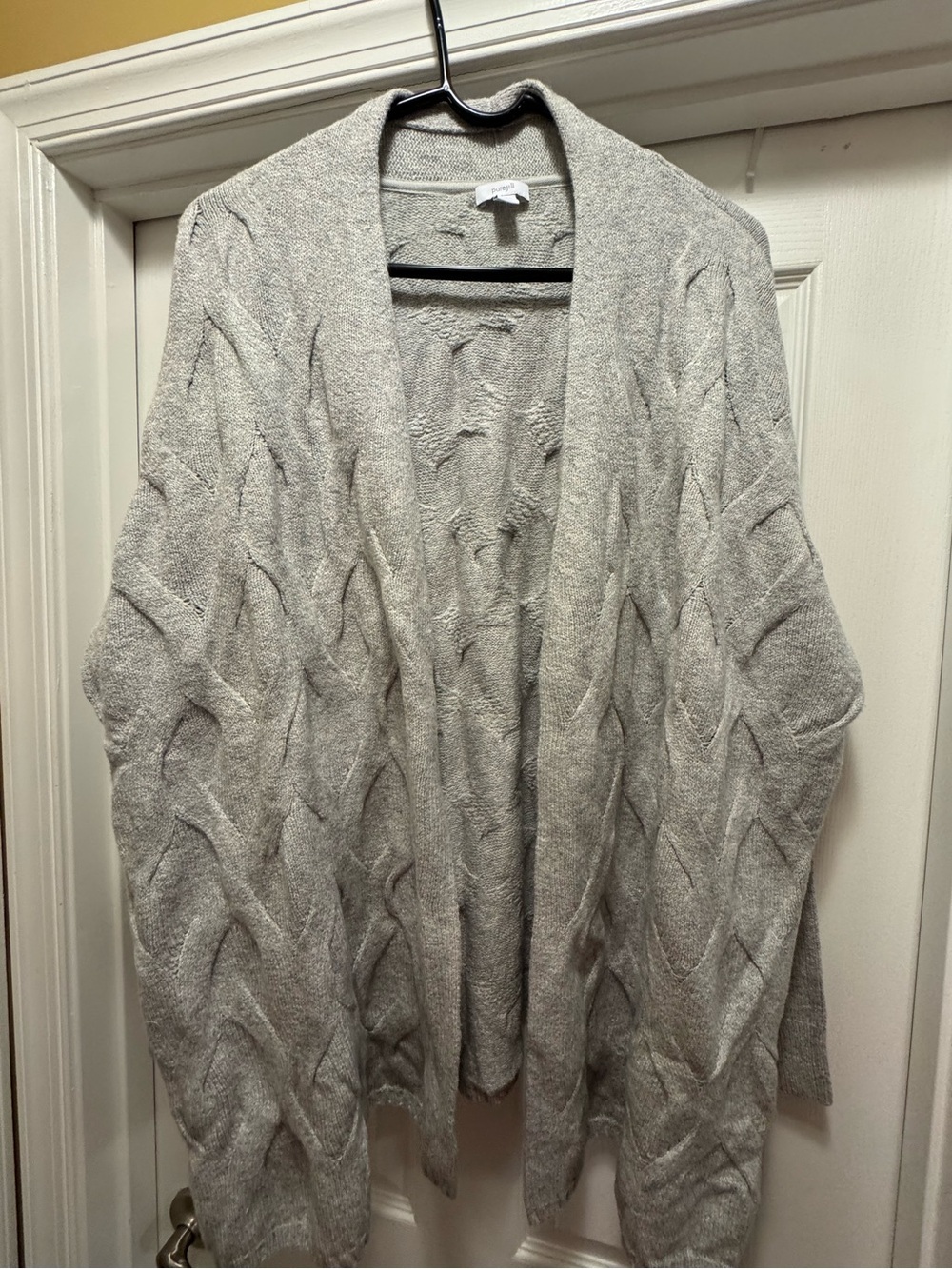 J. Jill Light Gray Cable-Knit Open Cardigan